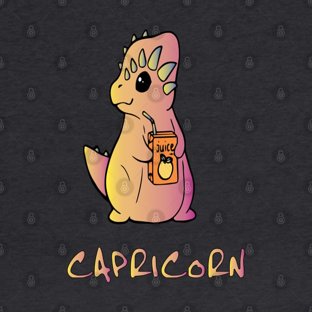 Capricorn dinosaur drinking juice by lazykitty